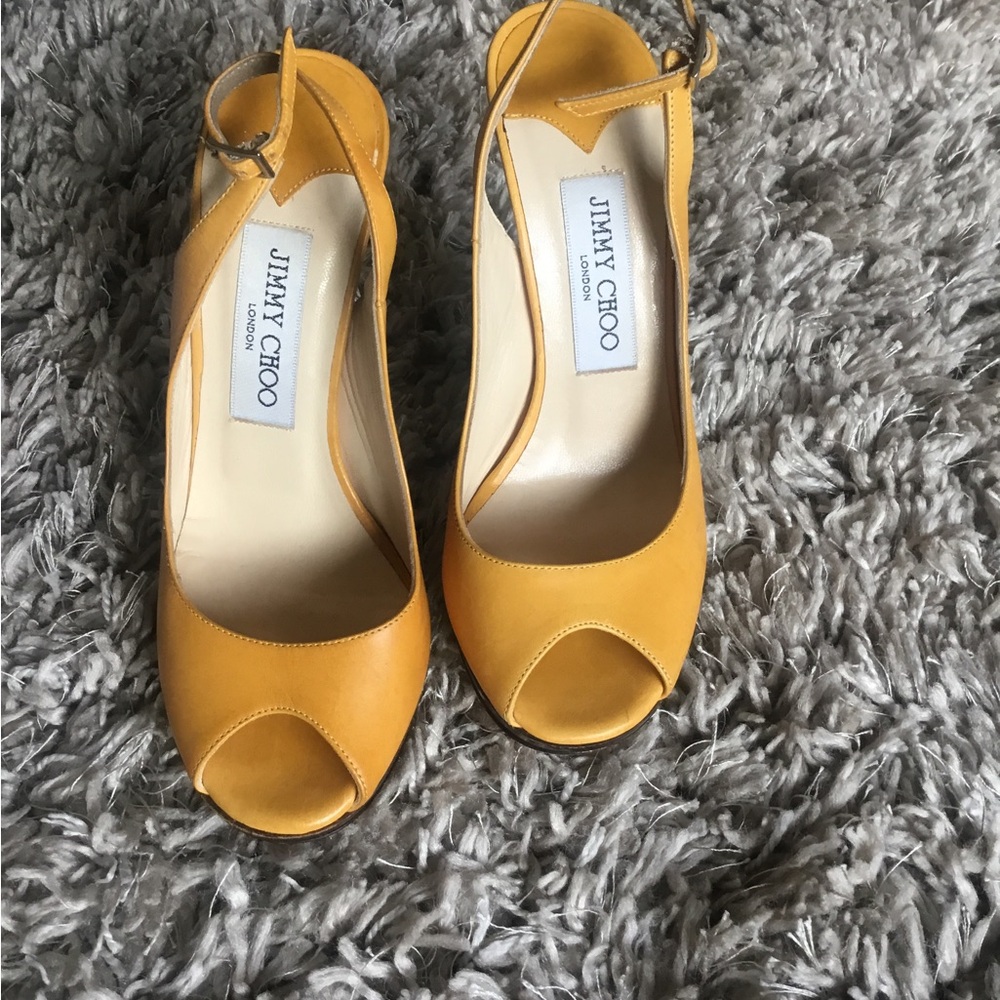 Jimmy Choo Women's Yellow Peep Toe Heels